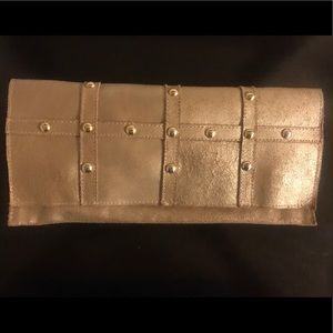 Hand made Spanish gold suede clutch